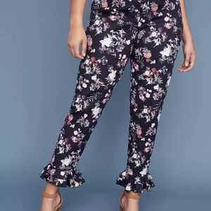NWT LANE BRYANT Allie Ruffle Floral Ankle Pant 28P